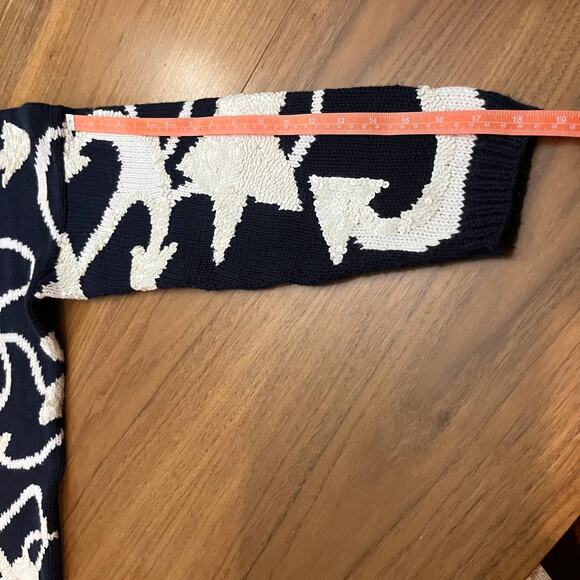 Marisa Christina Sweater Small Medium Nautical Anchor Sequin Navy White - Picture 7 of 11